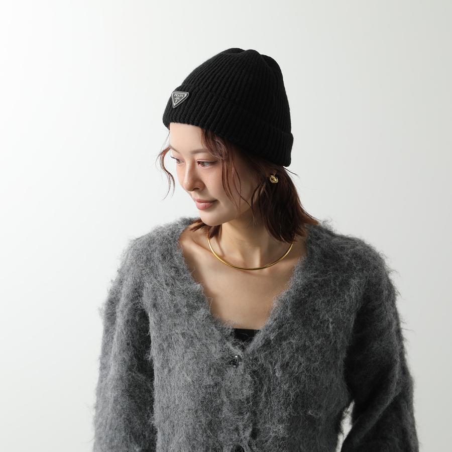 PRADA ニット帽 ダークグレー プラダ PRADA PRADA プラダ CAPPELLO ウール ニット帽 （グレー