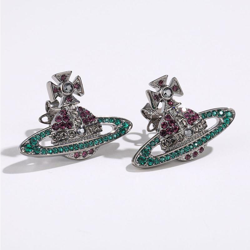 ヴィヴィアンウエストウッド　オーブラインストーンピアス 片耳　グリーンピンク Vivienne Westwood（ヴィヴィアンウエストウッド） ピアス KIKA
