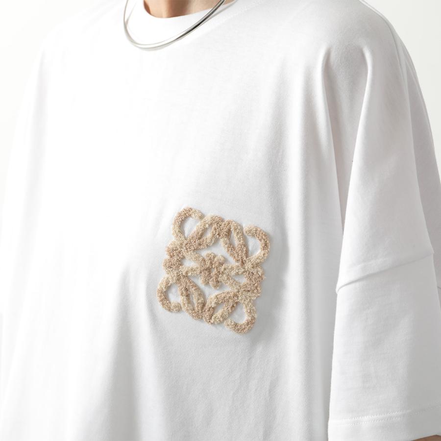 LOEWE ロエベ アナグラム　ロゴ刺繍　ボーダー 半袖 ポロシャツ グレー LOEWE ロエベ アナグラム ロゴ刺繍 ボーダー 半袖 ポロシャツ グレー