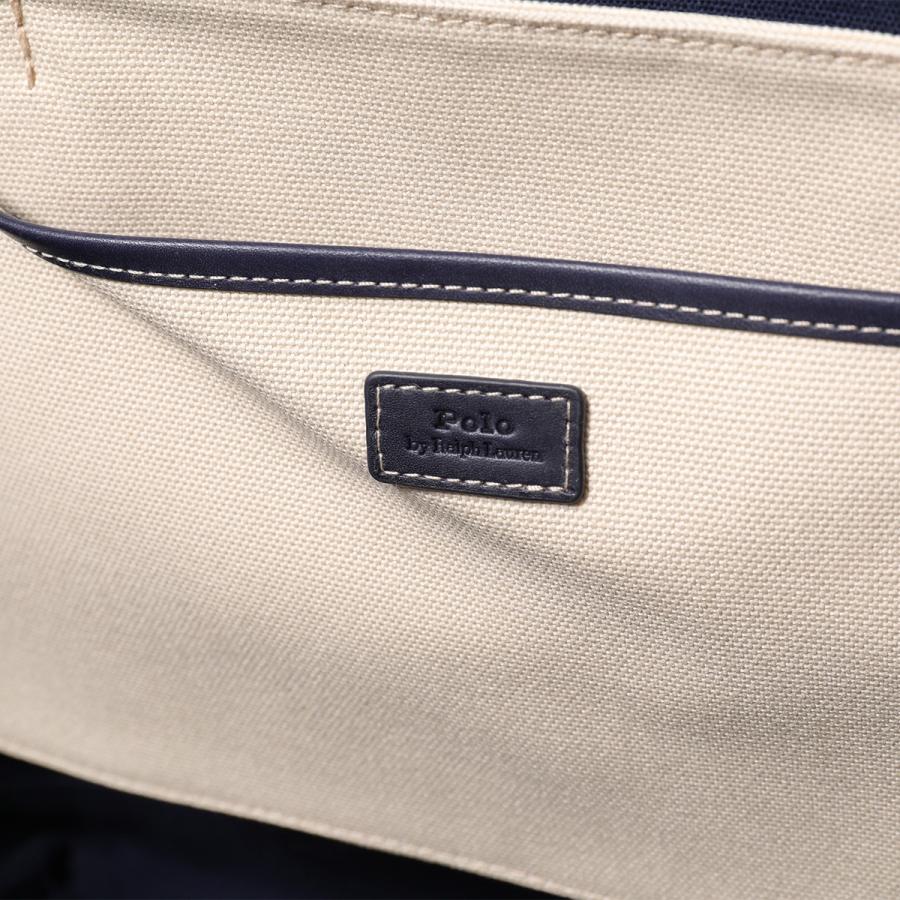 Polo Ralph Lauren ポロラルフローレン トートバッグ 428973072 レディース コットン キャンバス レザー ポニー刺繍 鞄 002/ECRU-NAVYの画像