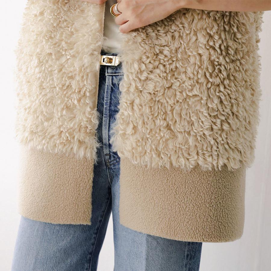 QTUME クチューム ベスト 24509 レディース リバーシブル プードル