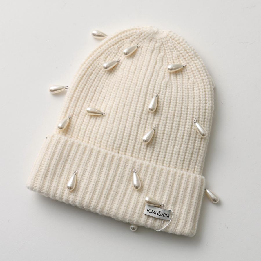 美品 KIMHEKIM キムヘキム ニット ニット帽 パール 帽子 白 KIMHEKIM キムヘキム ニット帽 PEARL EMBELLISHED BEANIE ZF3HT01