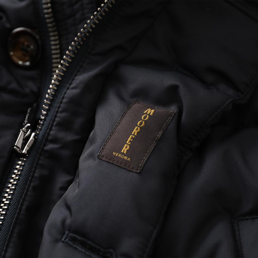 MOORER ムーレー ダウンジャケット FAGIO-KM メンズ ダウンコート フード付き ミディ丈 ロゴ BLUの画像