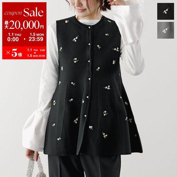 Mewl（ミュール） ベスト M253-95030 レディース ニット フラワー 刺繍