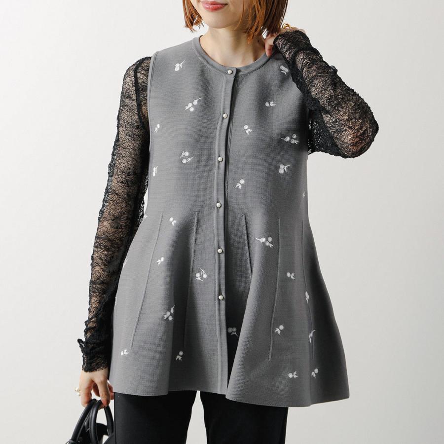 mu sports ベスト　刺繍　緑　40 Mewl（ミュール） ベスト M253-95030 レディース ニット フラワー 刺繍