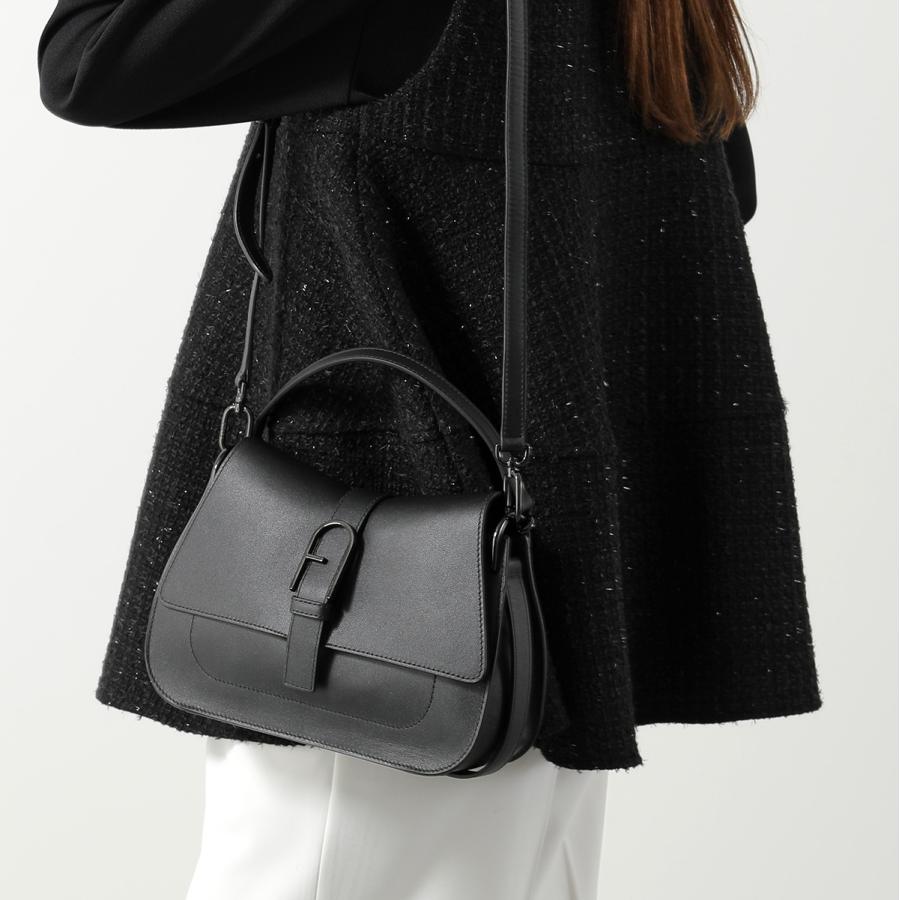 美品 FURLA ボストンバッグ　黒 フルラ 革製 レザー FURLA フルラ ボストンバッグ ブラック レザー （2148103490354）【200