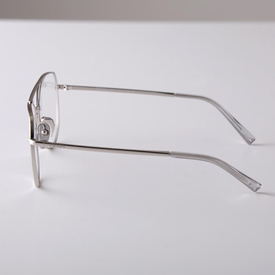 PRADA プラダ メガネ VPR A58 レディース メンズ ポリゴン型 ダブルブリッジ メタルフレーム クリングスタイプ めがね 眼鏡 ロゴ 1BC-1O1の画像