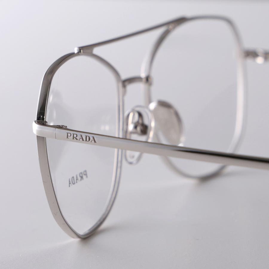 PRADA プラダ メガネ VPR A58 レディース メンズ ポリゴン型 ダブルブリッジ メタルフレーム クリングスタイプ めがね 眼鏡 ロゴ 1BC-1O1の画像