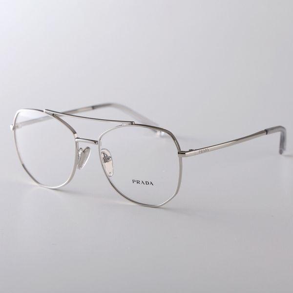 PRADA プラダ メガネ VPR A58 レディース メンズ ポリゴン型 ダブルブリッジ メタルフレーム クリングスタイプ めがね 眼鏡 ロゴ 1BC-1O1の画像