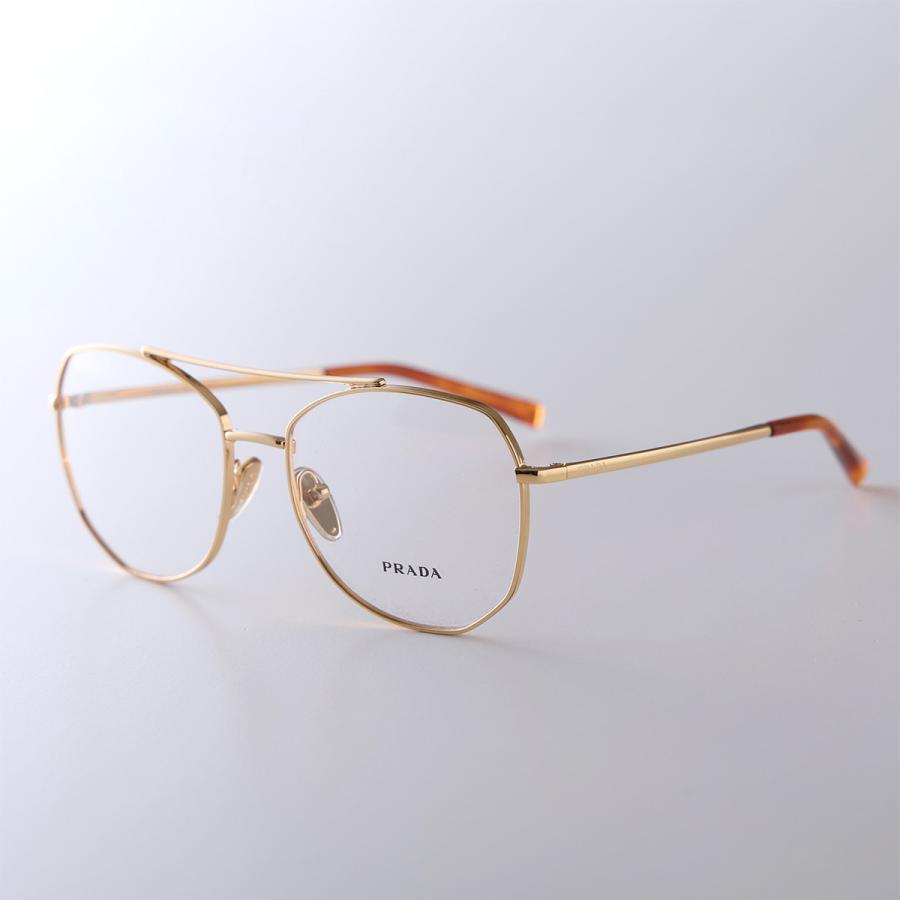 PRADA プラダ メガネ VPR A58 レディース メンズ ポリゴン型 ダブルブリッジ メタルフレーム クリングスタイプ めがね 眼鏡 ロゴ 1BC-1O1の画像