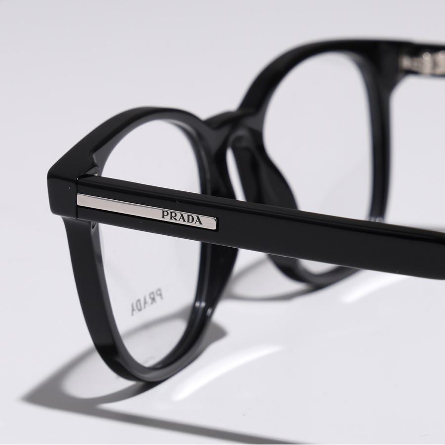 PRADA プラダ メガネ VPR A15 メンズ ウェリントン型 セルフレーム フルリム めがね 眼鏡 ロゴ アイウェア 伊達メガネ 16K-1O1の画像