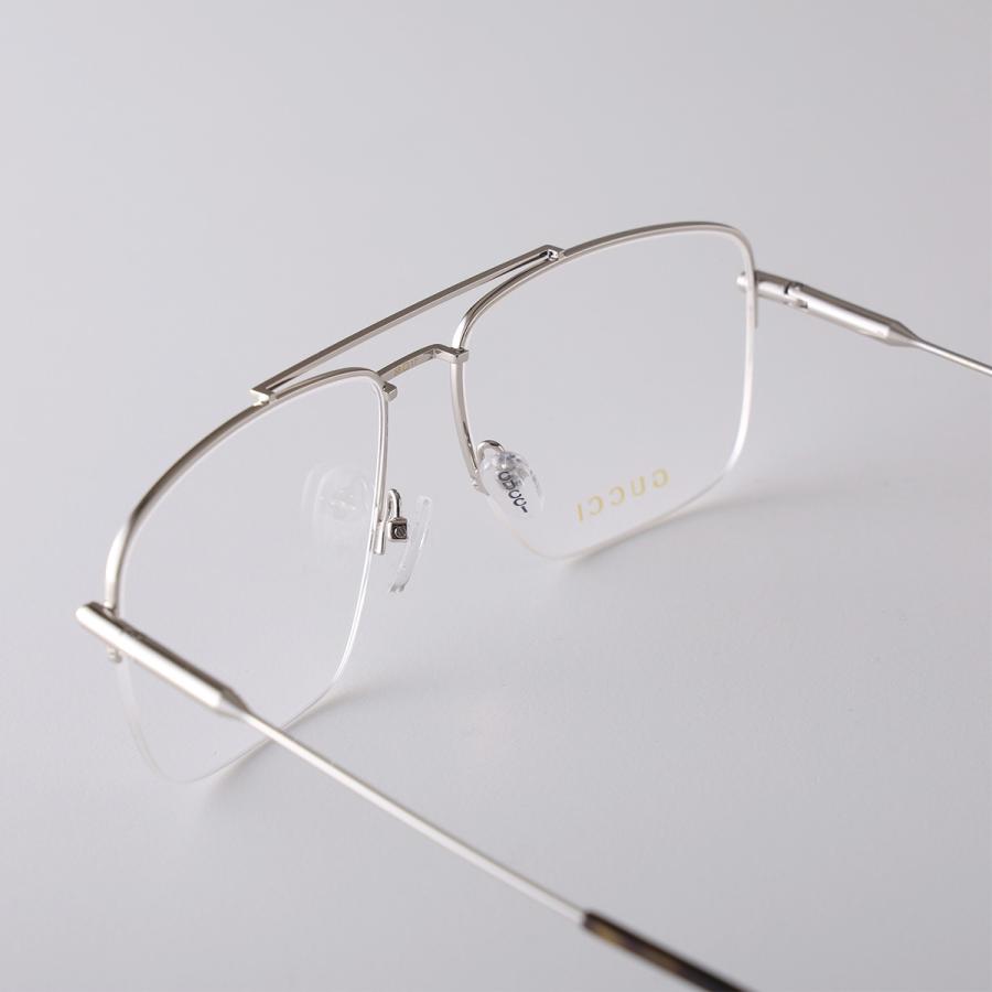 GUCCI グッチ メガネ GG1415O レディース ティアドロップ型 メタルフレーム ハーフリム ダブルブリッジ クリングスタイプ メタルロゴ アイウェア カラー2色_16