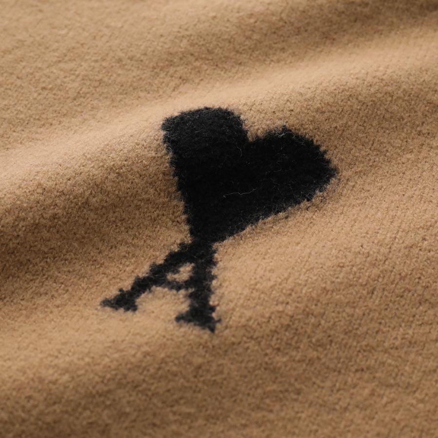 ami paris ベージュ ユニセックスロゴ刺繍　黒ロゴ AMI Alexandre Mattiussi ami paris アミパリス ニット Ami De Coeur
