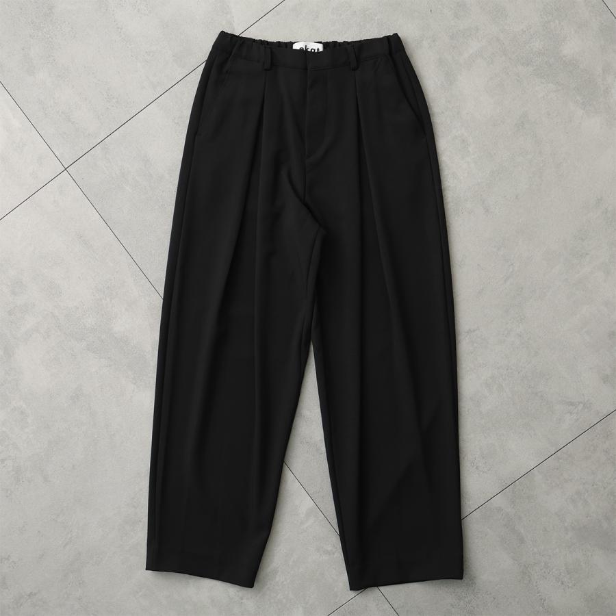 ブラック ワイドパンツ EKAT エカット スラックス DOUBLE TUCK WIDE PANTS ESM2409358 メンズ