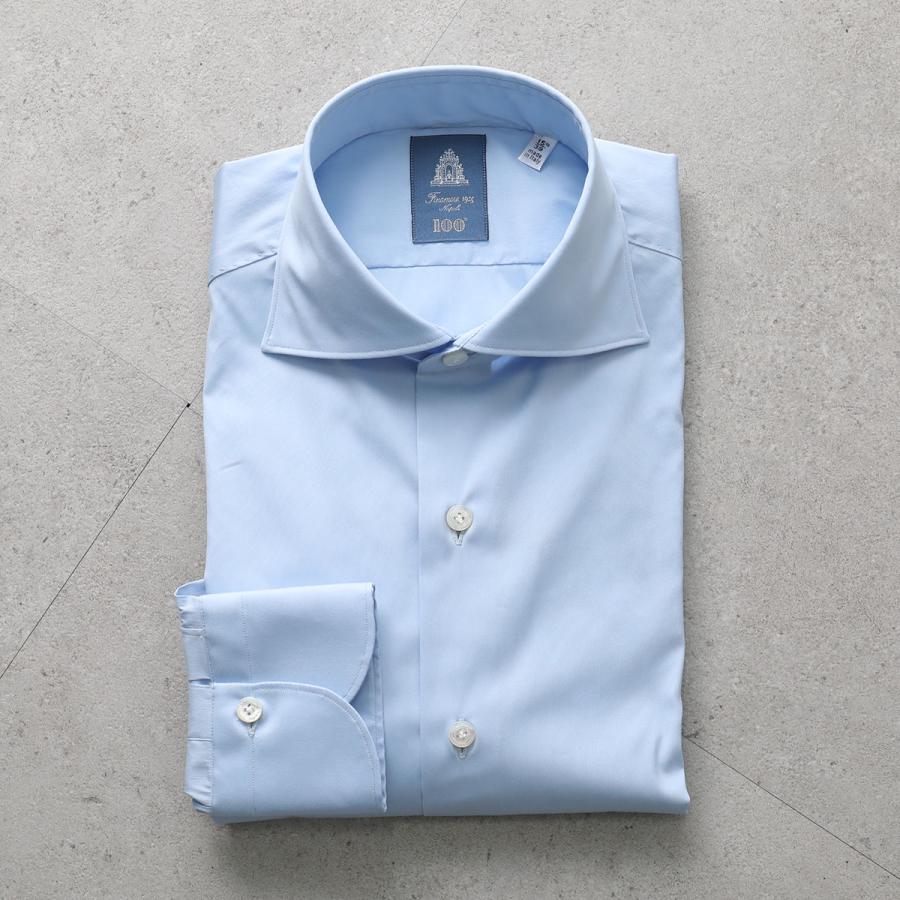 【タイムセール】Finamore フィナモレ リネン シャツ 水色 Sサイズ SALE】Finamore（フィナモレ）CARLO RIVA コットンリネンスラブシャツ