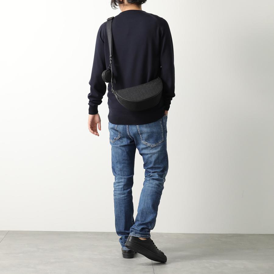 新品保管✨コーチ COACH ショルダーバッグ　メンズ　ジャガード ネイビー COACH】コーチ メンズ バッグ ジャガード レザー シグネチャー