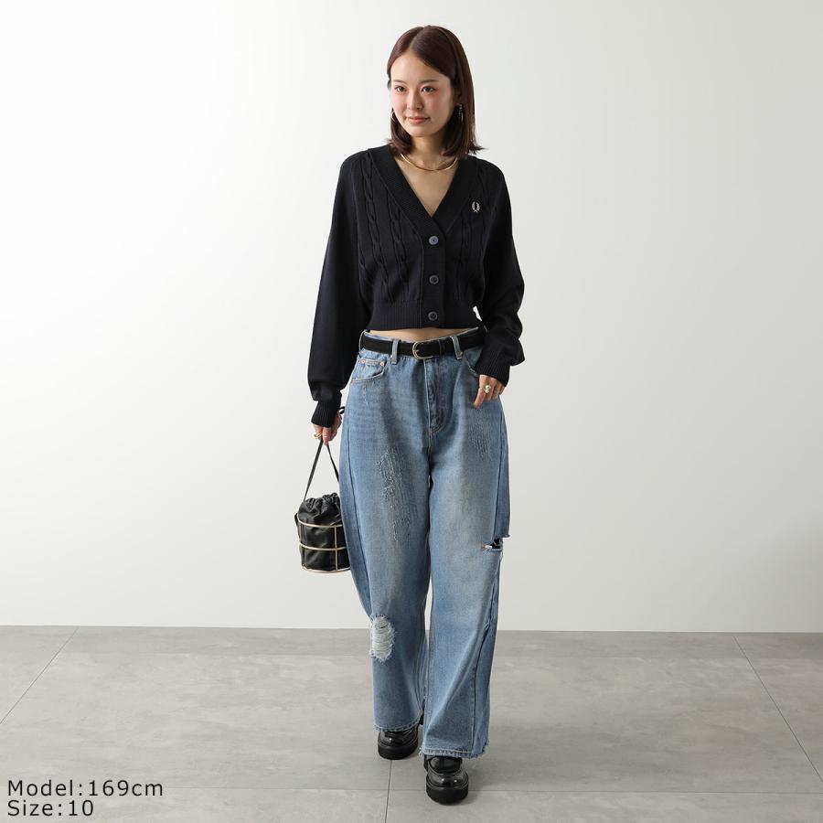 フレッドペリー Ｖネックカーディガン コットン ニット M 紺 FRED PERRY（フレッドペリー） カーディガン Cable Knit Cardigan