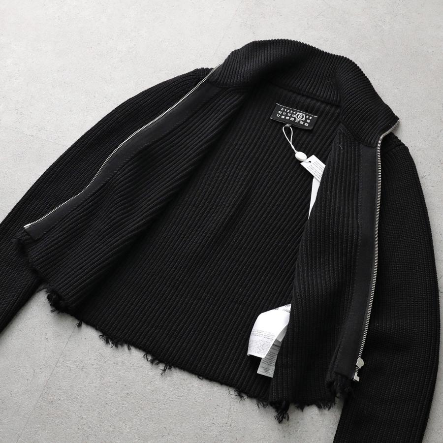 23ss MM6 マルジェラ ダメージ 加工 ドライバーズ ジップ ニット S DESTROY DRIVERS KNIT BLACK - MM6 Maison Margiela(エムエムシックス