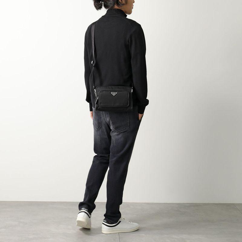 プラダ  2VH190 スモール Re-Nylonサフィアーノレザーショルダーバッグ メンズ PRADA（プラダ） ショルダーバッグ 2VH190 OOO 2DMH メンズ Re-Nylon