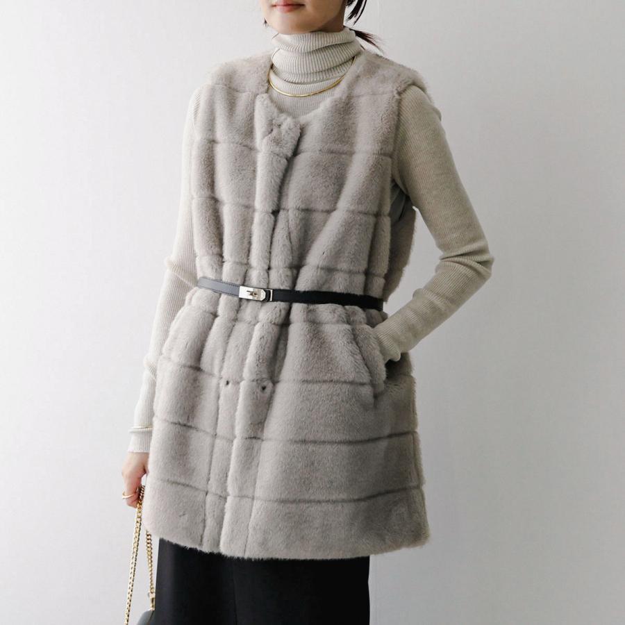 QTUME クチューム ファーベスト 24531 レディース ジレ フェイクファー