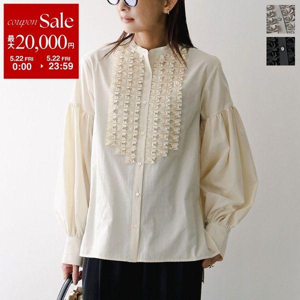Marilyn Moon ボリュームスリーブブラウス ホワイト Marilyn Moon（マリリンムーン） ブラウス modern tuck frill blouse
