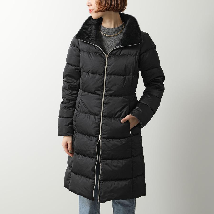 『極美品』HERNO ヘルノ　ラビットファー　2way ダウンコート　40 HERNO ヘルノ ダウンコート PI002124D 12170Z レディース サテン