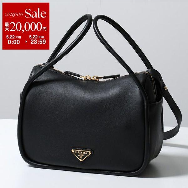 美品 シルクPRADA 黒 リングハンドル パーティーバッグ 完売必至】プラダ□ボニー ミディアム レザー ハンドバッグ (PRADA