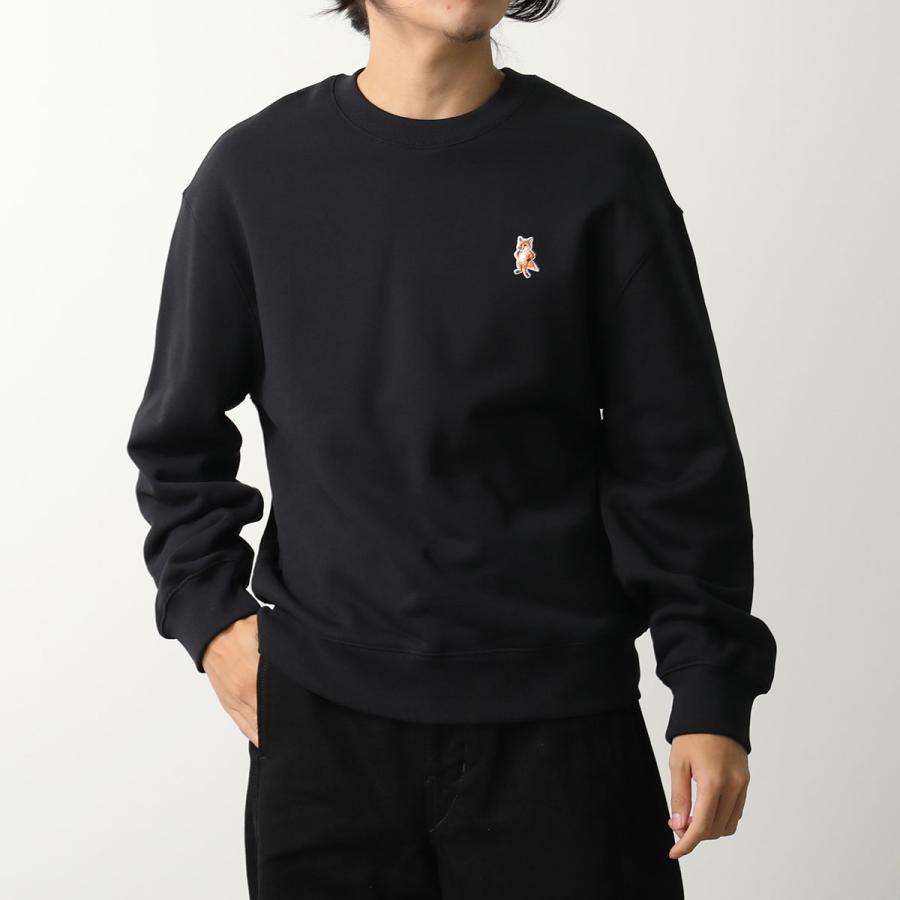 メゾンキツネ 長袖 トレーナー スウェット ロゴ刺繍 黒 FOX 極美品 希少 MAISON KITSUNE（メゾン キツネ） トレーナー PM00303KM0340 メンズ