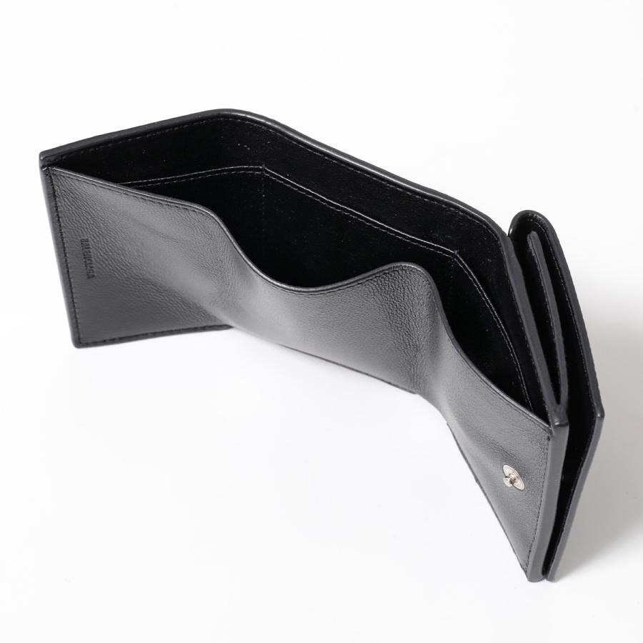 極美✨ BALENCIAGAバレンシアガ財布三つ折594312カーフレザーロゴ黒 BALENCIAGA（バレンシアガ） 三つ折り財布 594312 1IZI3 レディース