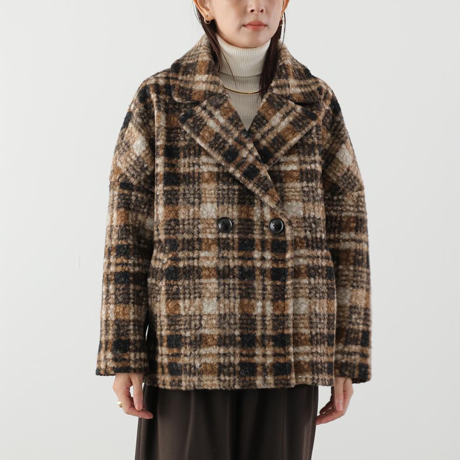 anana アナナ ショートコート a79-025 レディース チェック柄 軽量 ジャケット カラー2色の画像