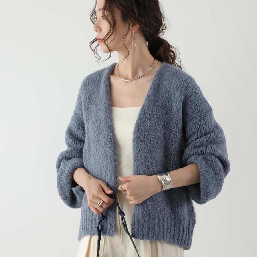 Maiami ブルーグレー モヘア混紡 カーディガン Maiami/マイアミ Mohair Big Cardigan [MMO23280/Sage]