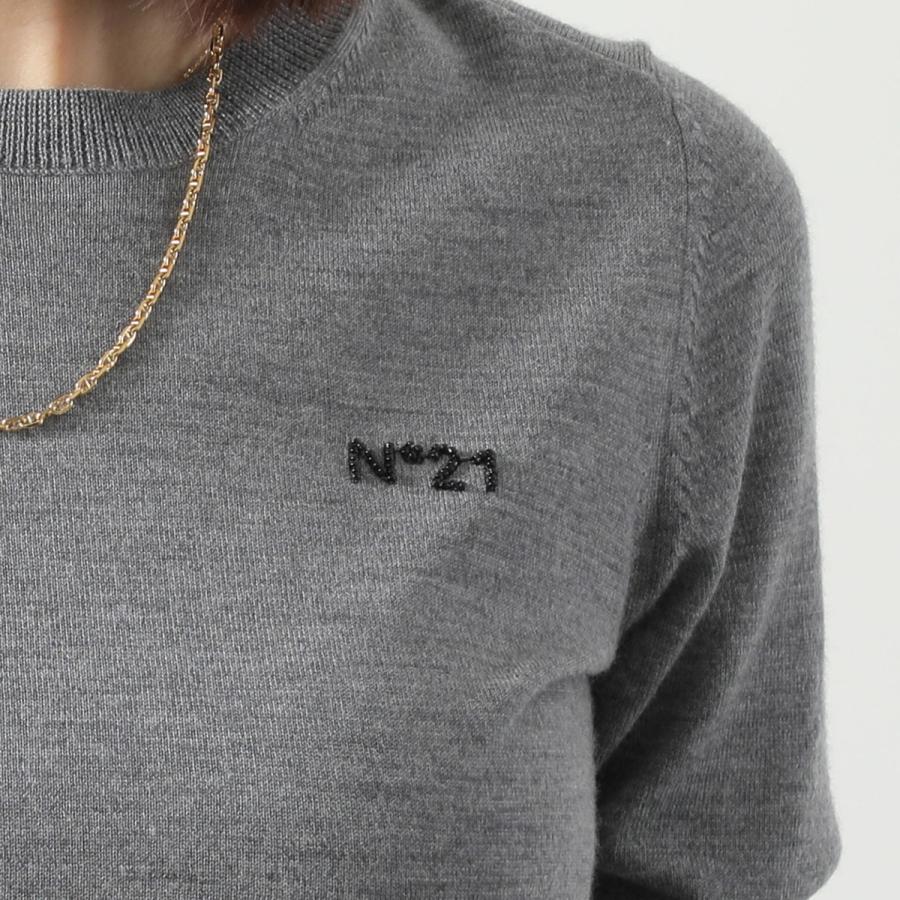 N°21 ヌメロヴェントゥーノ セーター A031 9000 レディース ｃ クルーネック ロゴ ビーズ装飾 カラー3色の画像