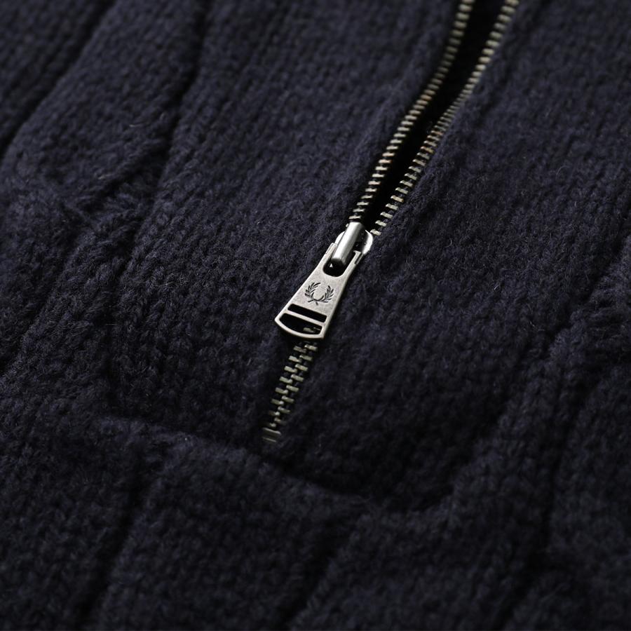 A7451 フレッドペリー 長袖ニット セーター ウール 茶色 黒 38 FRED