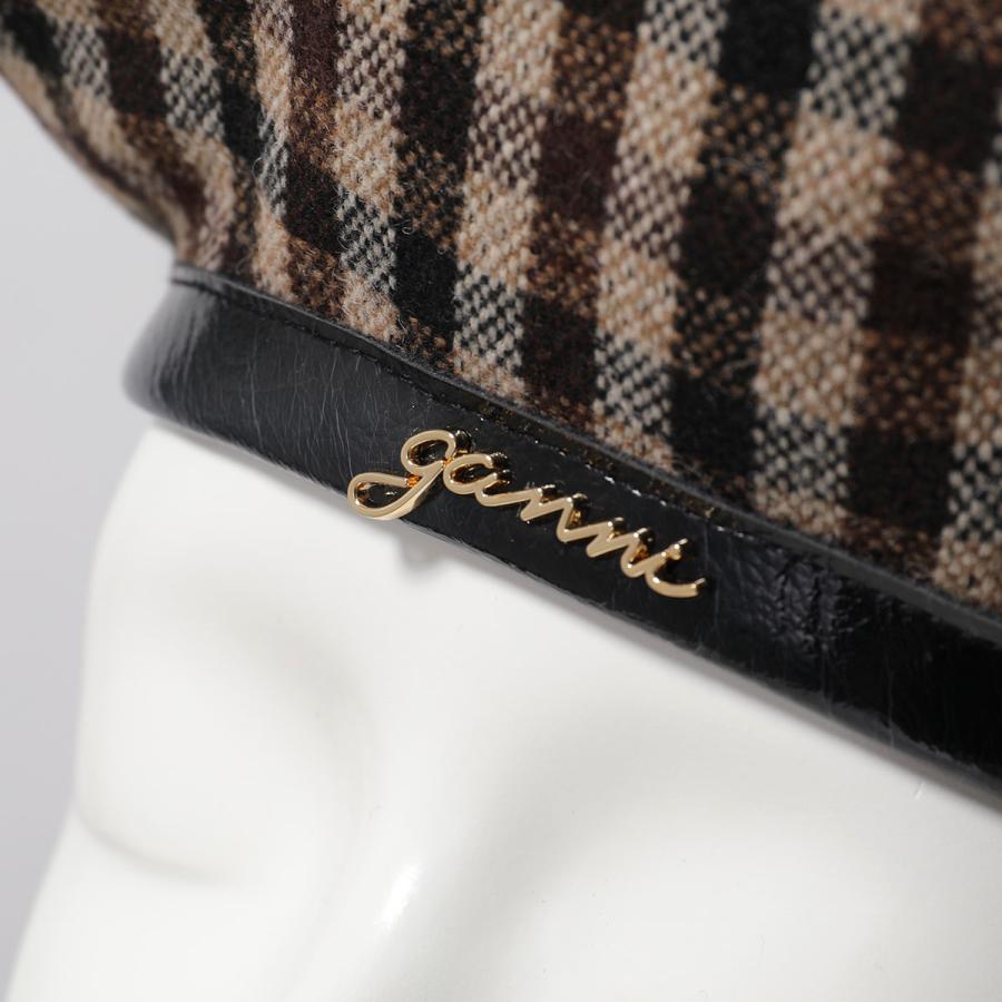 GANNI（ガニー） ベレー帽 Checked Wool Mix Beret A6669 5946