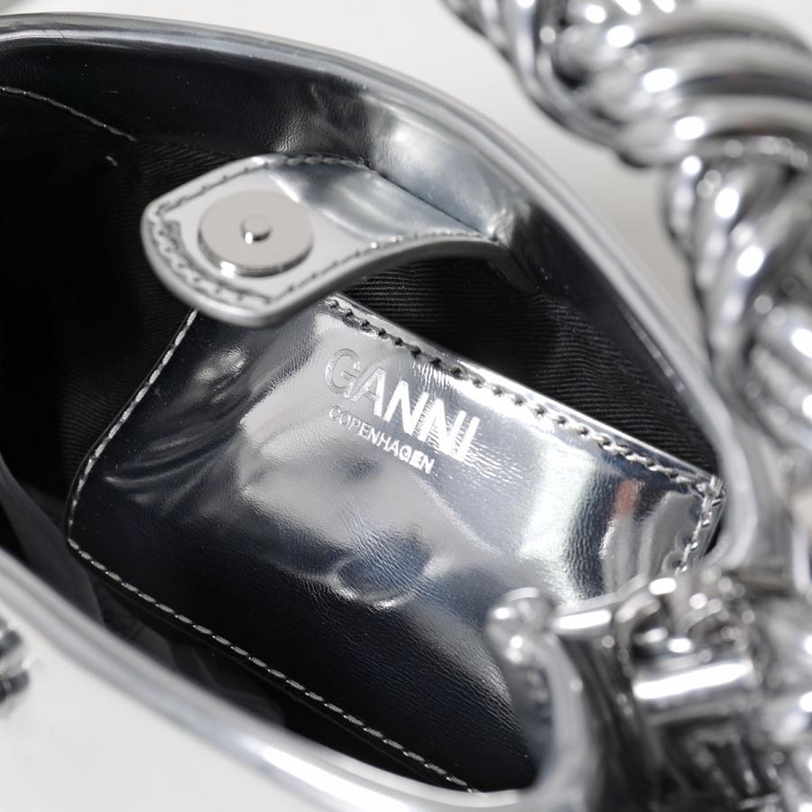 GANNI ガニー ショルダーバッグ Bou Bag Mini Specchio A7309 5894 レディース ハンドバッグ ロゴ ミニバッグ 鞄 018/Silverの画像