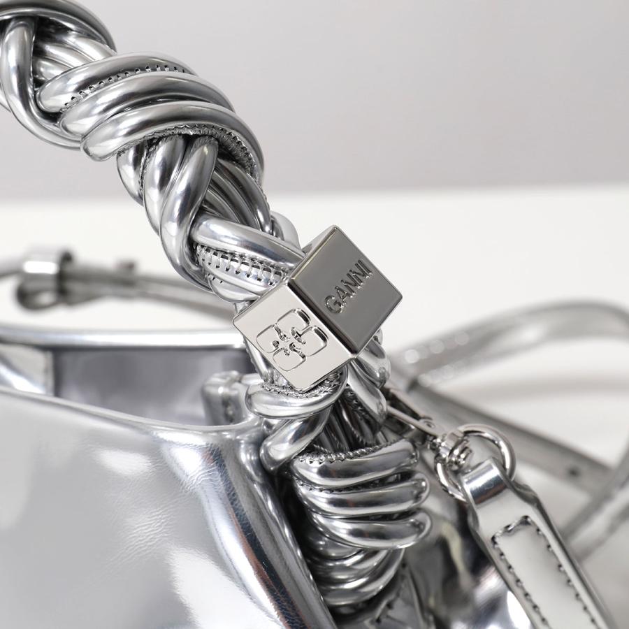 GANNI ガニー ショルダーバッグ Bou Bag Mini Specchio A7309 5894 レディース ハンドバッグ ロゴ ミニバッグ 鞄 018/Silverの画像