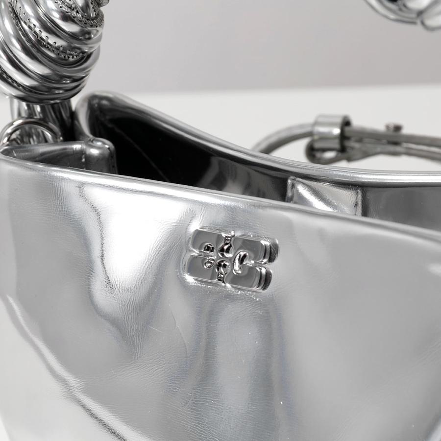 GANNI ガニー ショルダーバッグ Bou Bag Mini Specchio A7309 5894 レディース ハンドバッグ ロゴ ミニバッグ 鞄 018/Silverの画像