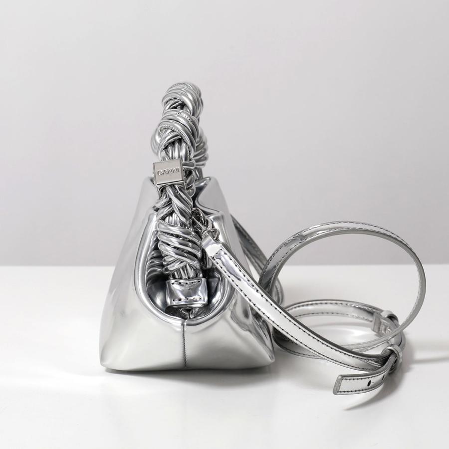 GANNI ガニー ショルダーバッグ Bou Bag Mini Specchio A7309 5894 レディース ハンドバッグ ロゴ ミニバッグ 鞄 018/Silverの画像