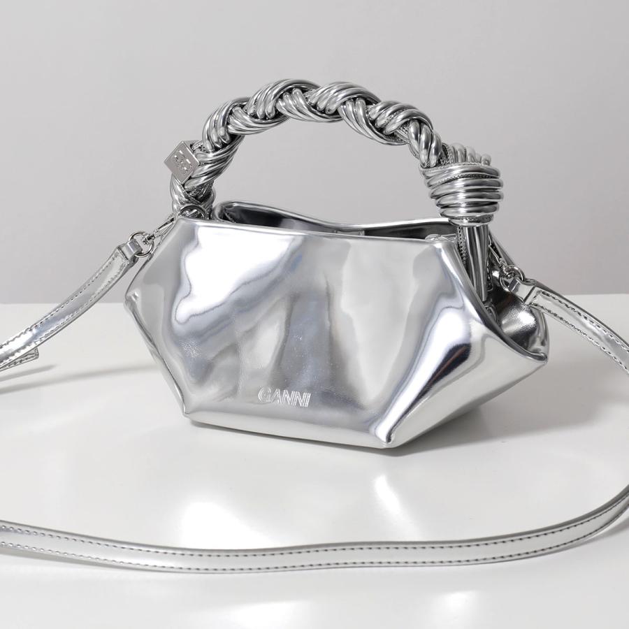 GANNI ガニー ショルダーバッグ Bou Bag Mini Specchio A7309 5894 レディース ハンドバッグ ロゴ ミニバッグ 鞄 018/Silverの画像