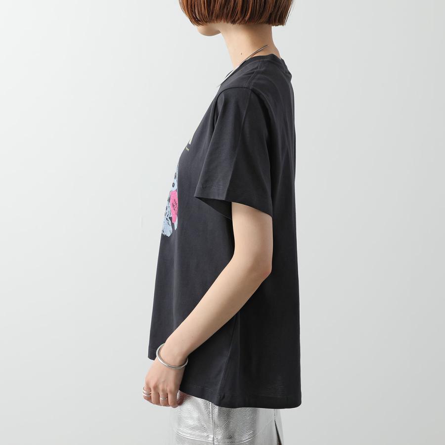 GANNI ブラック 半袖 Tシャツ Phantom Black Basic Jersey Green Cherry Relaxed T-shirt | GANNI US