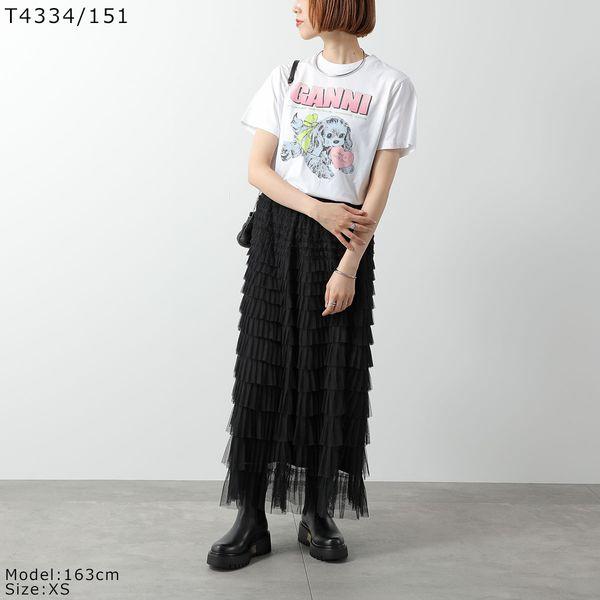GANNI（ガニー） 半袖 Tシャツ Basic Cotton Jersey Neon Puppy Kitty