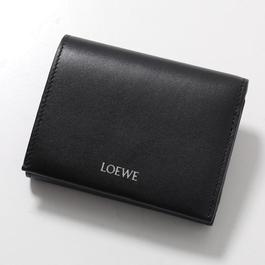 LOEWE 三つ折り財布 ブラック レザー LOEWE ロエベ Logo Tri-Fold Zip Wallet トライフォールド