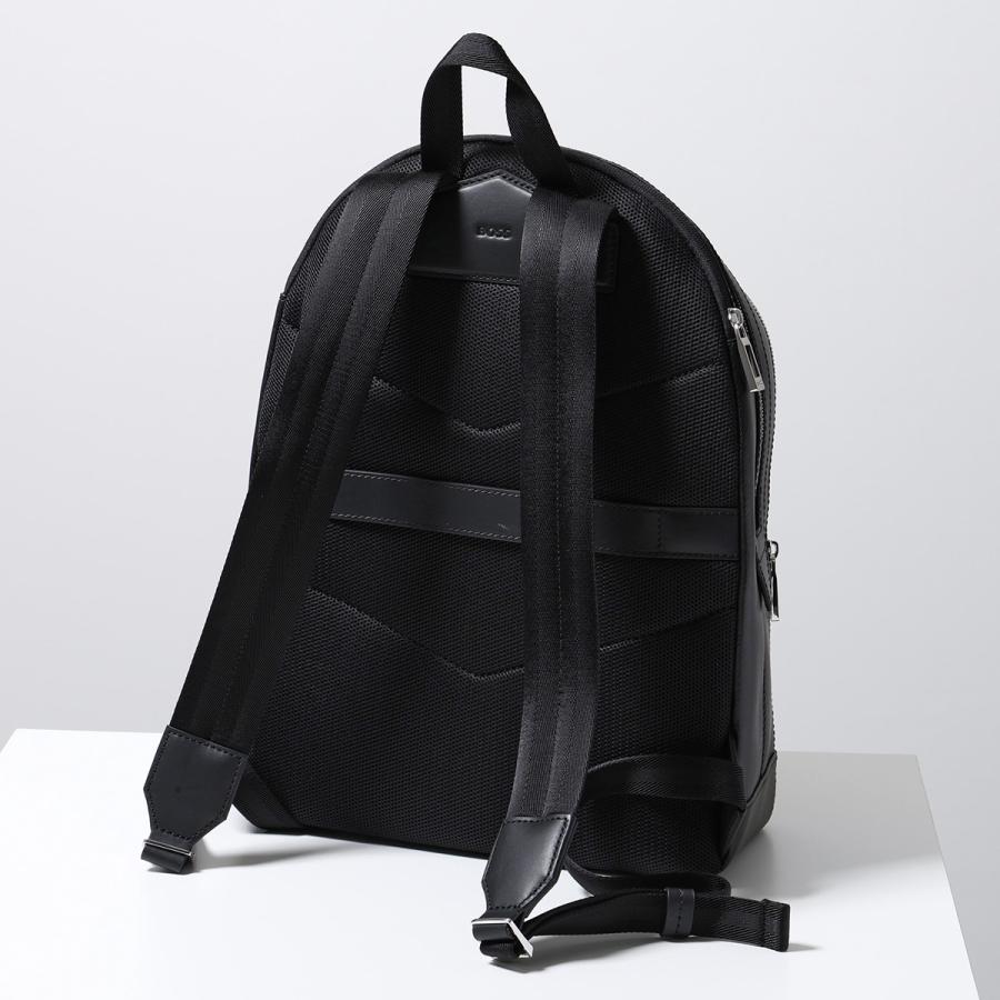 極美品　ヒューゴボス　リュック　バックパック　ライン　ロゴ　大容量　エコレザー HUGO BOSS (ヒューゴボス) レザー モノグラム バックパック 26L