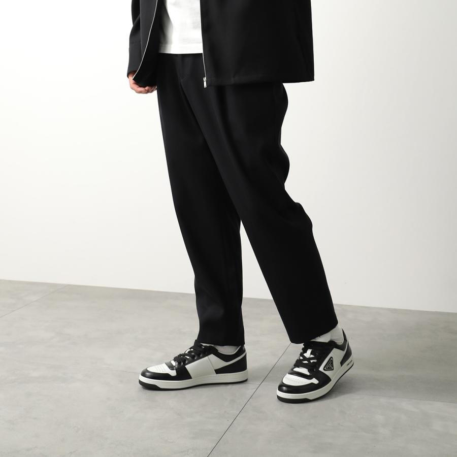 PRADA プラダ スニーカー 2EE364 3LKG D003 メンズ ダウンタウン レザー トライアングルロゴ メタルロゴ 軽量ソール シューズ 靴 F0T8F/BIANCO-NERO1の画像