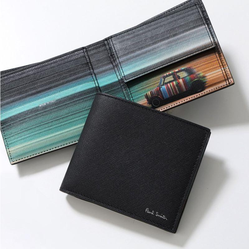 希少【美品】ポールスミス 二つ折り財布 ミニクーパー ブラック 黒 メンズ Paul Smith（ポール・スミス） 財布 二つ折り財布 メンズ ブラック