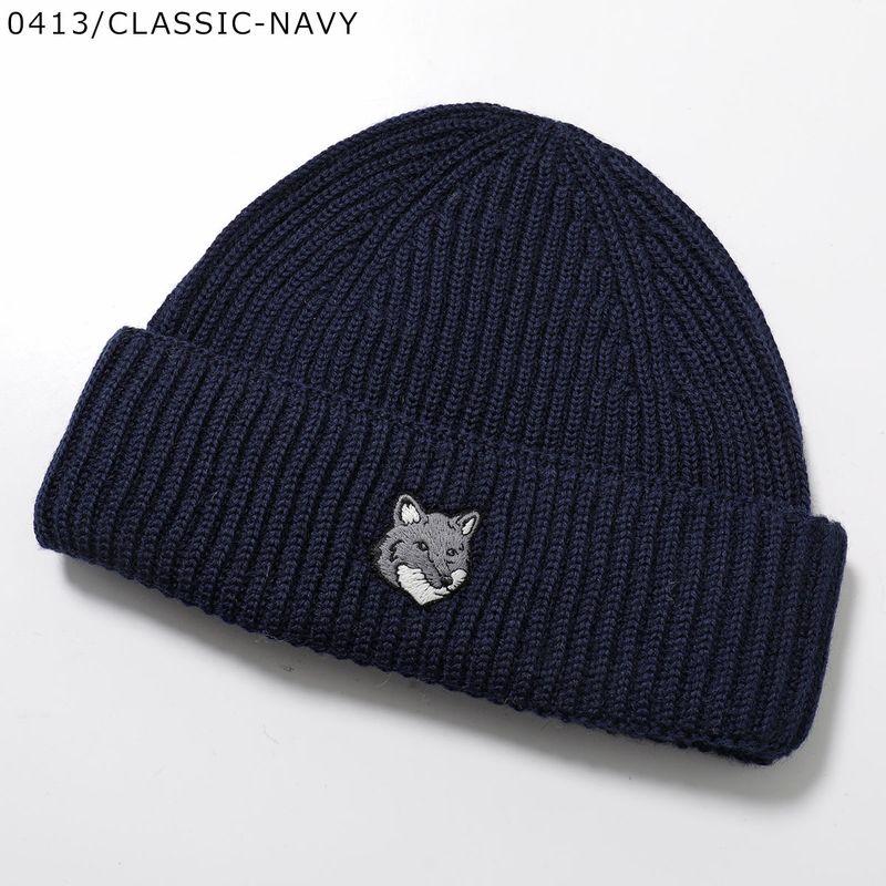 MAISON KITSUNÉ ネイビー ニット帽 MAISON KITSUNE（メゾン キツネ） ニット帽 BOLD FOX HEAD フォックス