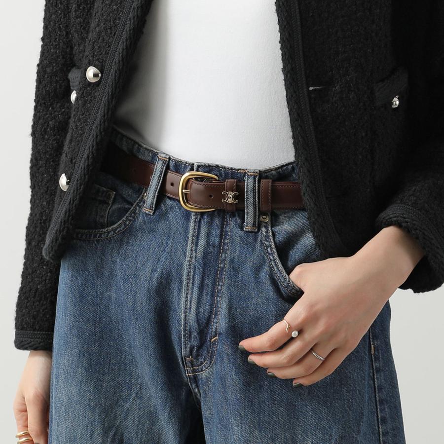 CELINE セリーヌ ナローベルト 45BNN3A01.38NO 45BNN3A01.18CS レディース Medium 25MM ミディアム レザー トリオンフ ラウンドバックル ロゴの画像