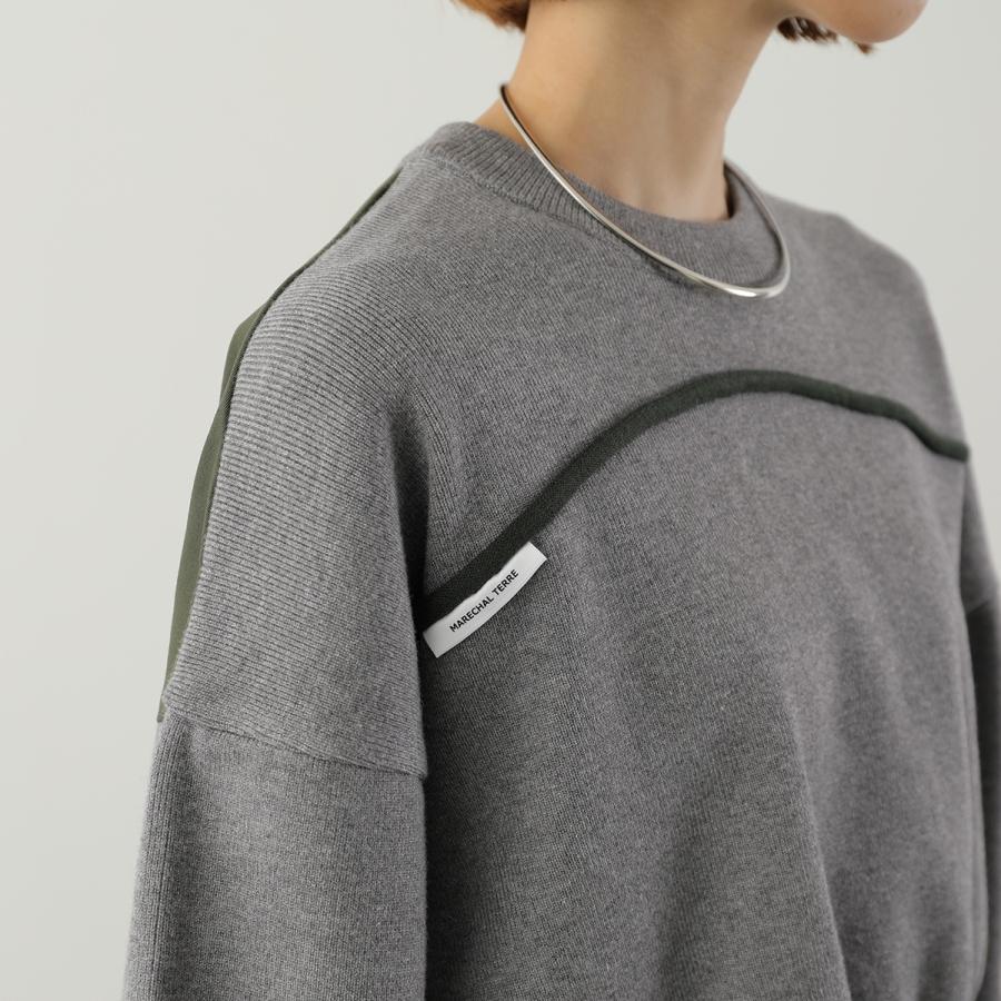 【MARECHAL TERRE】カラーリブニット/2/グレー MARECHAL TERRE（マルシャルテル） ニット セーター カラーブロック