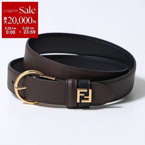 FENDI フェンディ ベルト 8C0753 AAIW レディース レザー リバーシブル FFロゴ メタルパーツ F1DDQ/BLACK+CHOCOLATE 8C0753AAIWF1DDQの画像