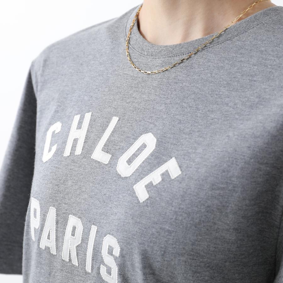 Chloe Kids クロエ キッズ 半袖 Tシャツ C20654 レディース ガールズ ロゴT コットン クルーネック カットソー A46/HEATHER-GREYの画像